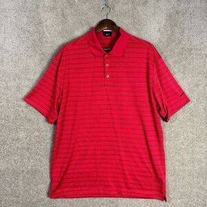 Nike Golf Polo Shirt Mens Size XL Red Striped Short Sleeve Performance Fit‎ Dry